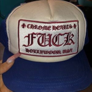Blue chrome heart hat